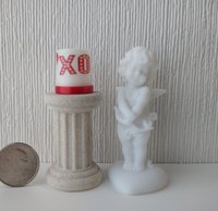 1:12 Dollhouse miniature LOVE candle sleeve or battery lighted candle holder REF XO & red heart balloon