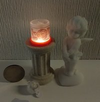 1:12 Dollhouse miniature LOVE candle sleeve or battery lighted candle holder REF LOVE on frosted