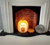 Battery lighted miniature battery lighted pumpkin light for 1-inch scale or play scale REF Thankful sunflowers