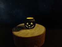 1:12 Dollhouse Halloween battery lighted faux metal lantern Jack o' lantern in modern style REF Small & yellow interior