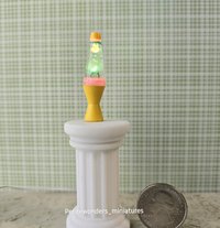 1:12 Dollhouse miniature retro lava lamp Battery operated LED table lamp MCM style with external wires REF Color changing LED Yellow base