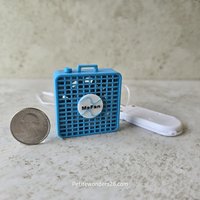 1:12 Dollhouse miniature box fan with real fan motor REF Turquoise