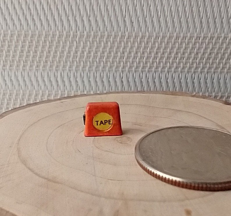 1:12 Dollhouse miniature tape measure for mini DIYer or garage workshop REF Orange