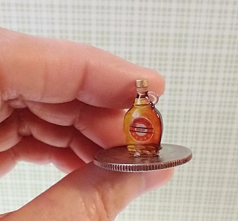 1:12 Dollhouse miniature maple syrup in faux glass bottle Dollhouse kitchen accessory Price is for EACH bottle