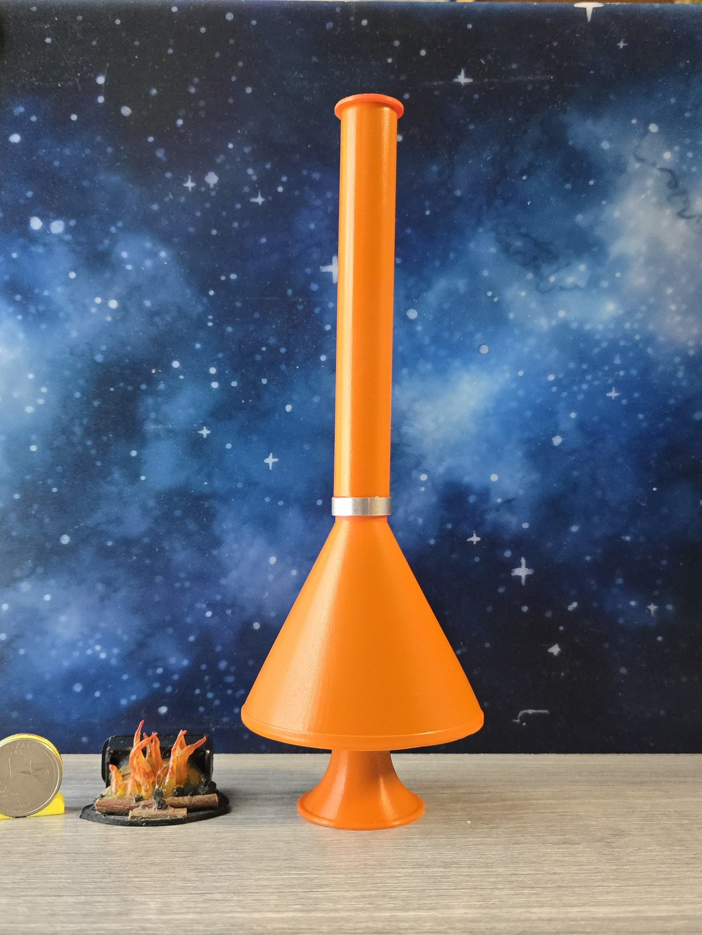 1:12 Dollhouse miniature Mid century modern free standing fireplace MCM orange fireplace inspired by Malm fireplace Retro fireplace 