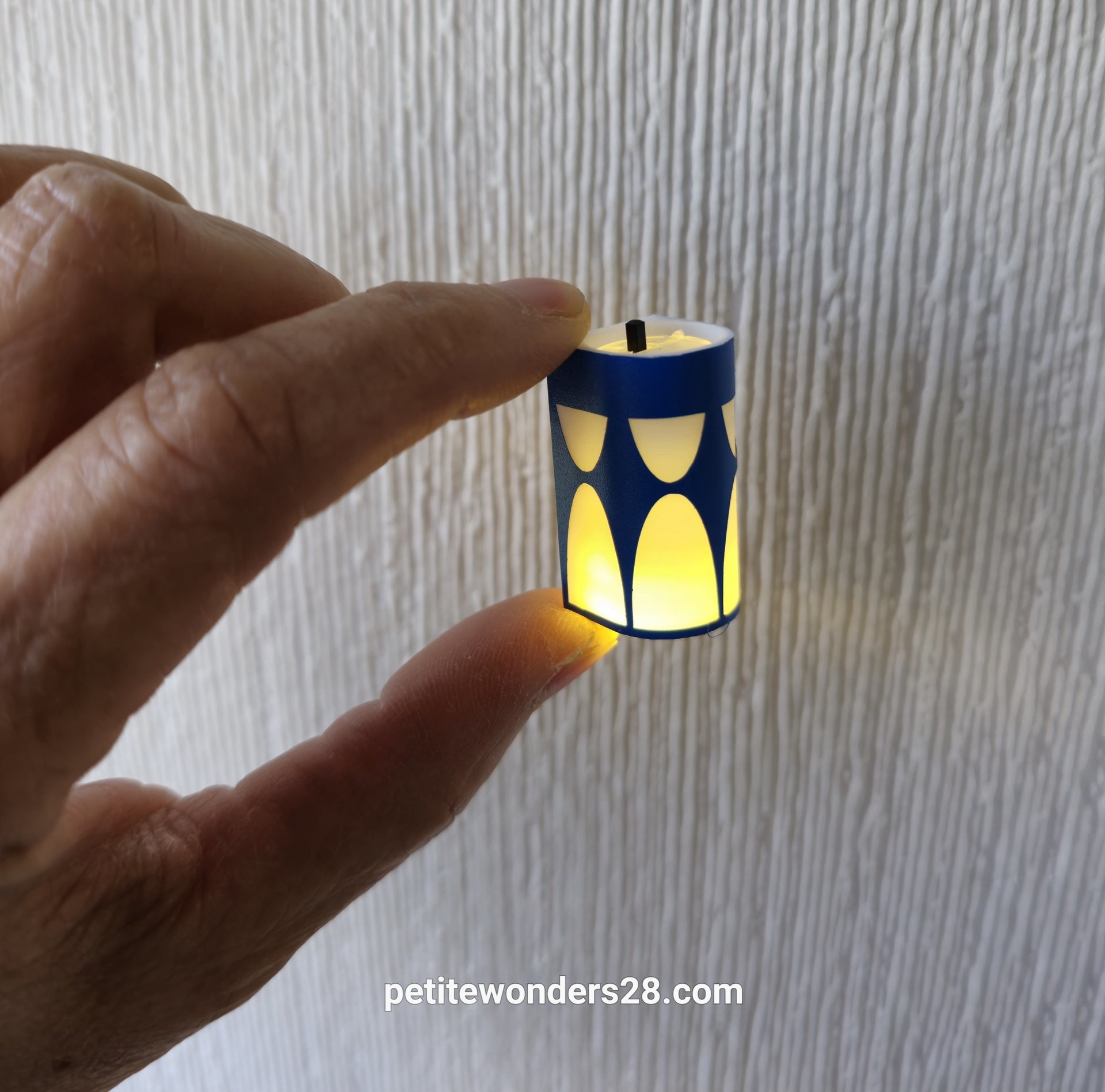 1:12 Dollhouse miniature MCM themed wall light or wall sconce powered by a balloon light Price is for EACH unit REF Blue