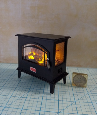 Play scale stove heater fireplace in black