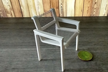 1:12 scale dollhouse patio dining chair with armrests and metal mesh inspired by Richard Schultz's MCM aluminum outdoor dining chair (Knoll collection) Price is for EACH