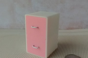 MADE to ORDER Pink 1:12 Dollhouse 2-drawer filing cabinet with rounded corners contemporary style for mini home office or craft room REF Pink filing