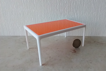 1:12 scale dollhouse patio ./ deck dining TABLE inspired by Richard Scultz's 1966 aluminum dining table REF Acrylic orange top
