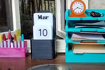 1:12 dollhouse miniature perpetual calendar Shuffle calendar in black holder box Table top calendar Desk calendar in modern settings PRICE is for EACH set