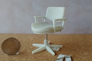 KIT - Unfinished 1-inch scale dollhouse desk chair or task chair with padded armrests PRICE is for each Set/kit