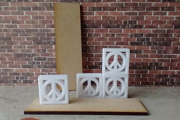 1:12 scale dollhouse shelving kit including 4 white breeze blocks and two unfinished MDF shelves / planks REF White peace