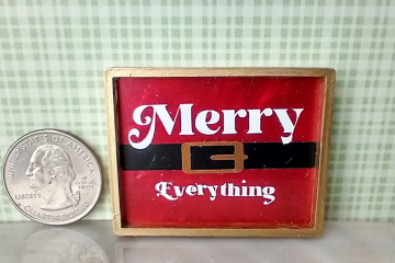 Play scale 1:6 or Barbie dollhouse rectangular serving tray with Santa belt + Merry Everything vinyl decals Acrylic serving tray in festive red for 12-inch dolls