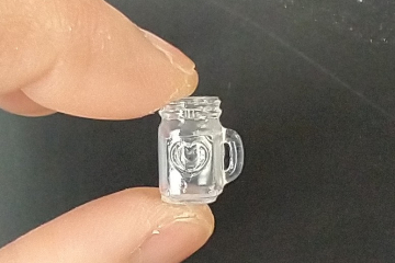1:12 Dollhouse miniature mason jar inspired drinkware with handle Ready for DIY drink  REF Embossed hearts Price is for EACH
