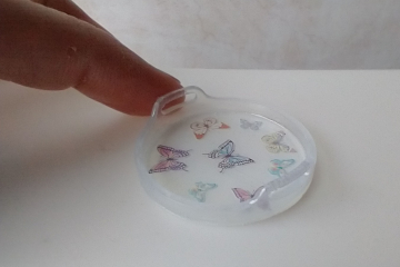 1:12 scale round serving tray faux acrylic tray with butterflies on white background