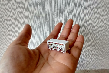 1:12 scale dollhouse retro radio Mid-century style radio MCM accessory REF White case