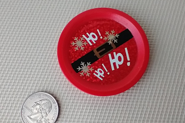 Play scale 1:6 or Barbie dollhouse red round serving tray Santa Ho ho ho serving tray in festive red for 12-inch dolls