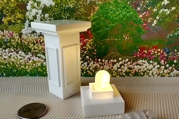 1:12 Dollhouse garden pedestal Battery operated lighted pedestal as plant stand or display stand or patio side table Price is for ONE unit REF Rectangle patterns
