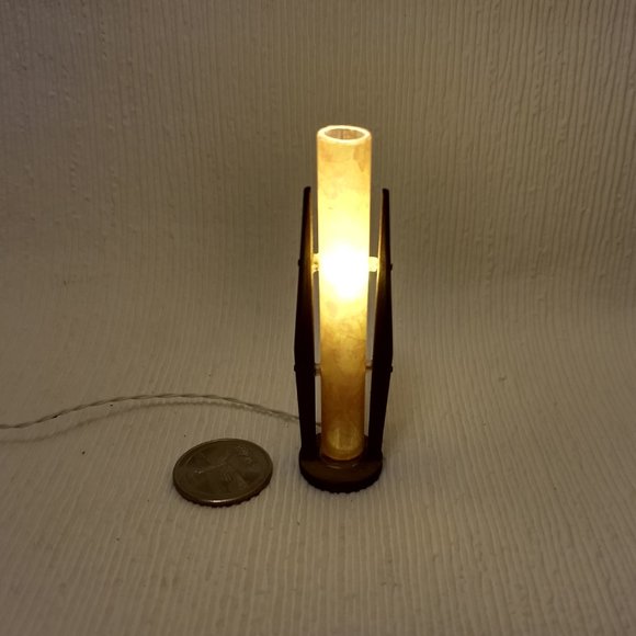 MCM style floor lamp with orange cylindrical shade