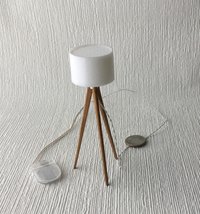 RESERVED 1:12 Dollhouse miniature tripod floor lamp cherry wood legs Modern tripod lamp Battery operated floor lamp with external wires
