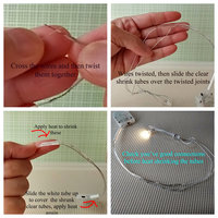DIY supplies for making miniature lamps or projects with wired LED + battery pack with switch + heat shrink tubes + battery PRICE is for EACH set