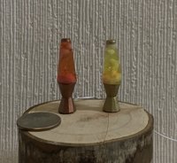 RESERVED 1:12 Dollhouse miniature retro lava lamps (two units) Battery operated LED table lamp MCM style with external wires