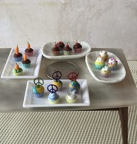 1:12 Dollhouse miniature cupcake with white cream and blue butterfly topper