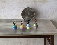 1:12 Dollhouse miniature cupcake with peace sign topper Price is for EACH