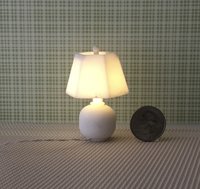 RESERVED 1:12 dollhouse table lamps with hexagonal shades (unfinished) Battery operated dollhouse table lamps on external wires Quantity A PAIR