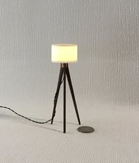 1:12 Dollhouse miniature tripod floor lamp walnut wood legs Modern tripod lamp Battery operated floor lamp with external wires