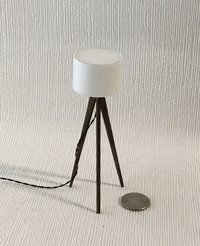 1:12 Dollhouse miniature tripod floor lamp walnut wood legs Modern tripod lamp Battery operated floor lamp with external wires