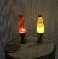 RESERVED 1:12 Dollhouse miniature retro lava lamps (two units) Battery operated LED table lamp MCM style with external wires