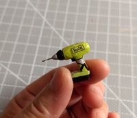 RESERVED 1:12 dollhouse power drill Miniature electric drill with faux rechargeable battery base and genuine micro drill bit