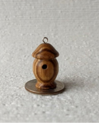 Lathe turned bird house made from zebrawood with hanging loop for dollhosue decor or fairy garden