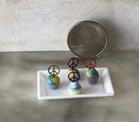 1:12 Dollhouse miniature cupcake with peace sign topper Price is for EACH