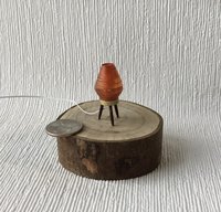 1:12 Dollhouse beehive lamp Mid-century inspired atomic tripod lamp Battery operated orange LED lamp Retro style table lamp