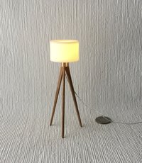 RESERVED 1:12 Dollhouse miniature tripod floor lamp cherry wood legs Modern tripod lamp Battery operated floor lamp with external wires