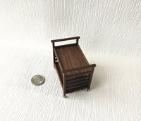 1:12 Dollhouse Mid-century styled TV cart in solid walnut MCM bar cart or tea trolley or beverage cart
