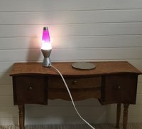 1:12 Dollhouse miniature Handcrafted retro lava lamp Battery operated LED table lamp MCM style with external wires - purple resin