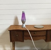 1:12 Dollhouse miniature Handcrafted retro lava lamp Battery operated LED table lamp MCM style with external wires - purple resin