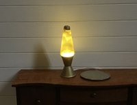 1:12 Dollhouse miniature Handcrafted retro lava lamp Battery operated LED table lamp MCM style with external wires - yellow resin