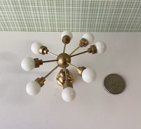 For Valerie MADE TO ORDER 1:12 Dollhouse mid-century inspired space age orbit chandelier Battery operated atomic age MCM 8-arm ceiling light Dollhouse sputnik chandelier