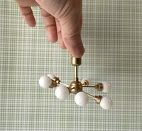 For Valerie MADE TO ORDER 1:12 Dollhouse mid-century inspired space age orbit chandelier Battery operated atomic age MCM 8-arm ceiling light Dollhouse sputnik chandelier