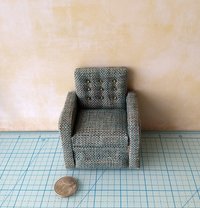 1:12 Dollhouse miniature handcrafted recliner with lever Working miniature reclinging armchair