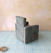 1:12 Dollhouse miniature handcrafted recliner with lever Working miniature reclinging armchair