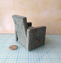 1:12 Dollhouse miniature handcrafted recliner with lever Working miniature reclinging armchair