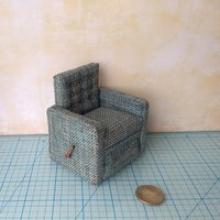 1:12 Dollhouse miniature handcrafted recliner with lever Working miniature reclinging armchair