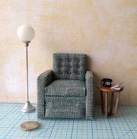 1:12 Dollhouse miniature handcrafted recliner with lever Working miniature reclinging armchair