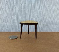 1:12 Dollhouse miniature mid-century style side table or plant stand Triangular end table with splayed walnut legs 3-legs side table
